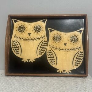 Wooden Tray with Owl Design